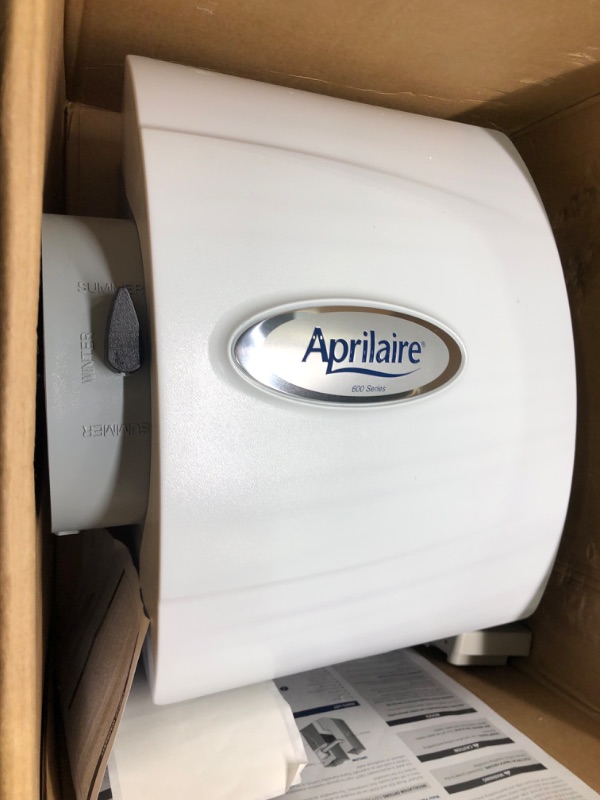Photo 1 of AprilAire 600M Whole-House Humidifier, Manual High Output Furnace Humidifier, Large Capacity Whole-House Humidifier for Homes up to 5,000 Sq. Ft, White