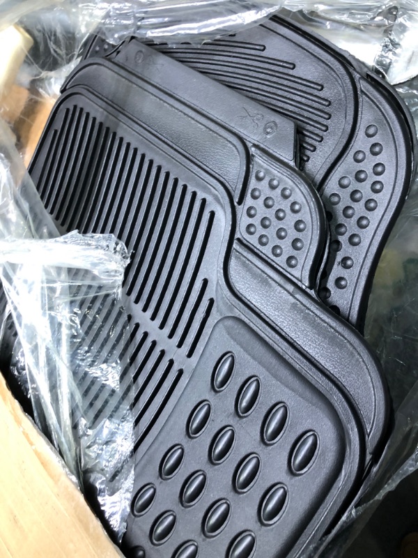 Photo 1 of Automotive Floor Mats Solid Black ClimaProof for all weather protection Universal Fit Trimmable Heavy Duty fits most Cars, SUVs, and Trucks, 3pc Full Set FH Group F11306BLACK
