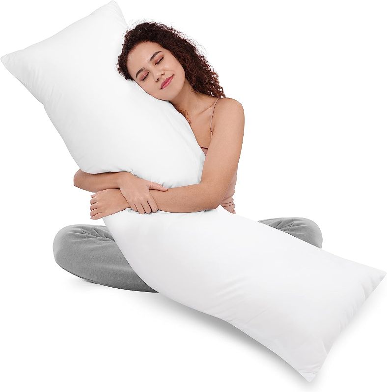 Photo 1 of  Full Body Pillow for Adults (White, 20 x 54 Inch), Long Pillow for Sleeping, Large Pillow Insert for Side Sleepers 20x54 Inch (Pack of 1) White