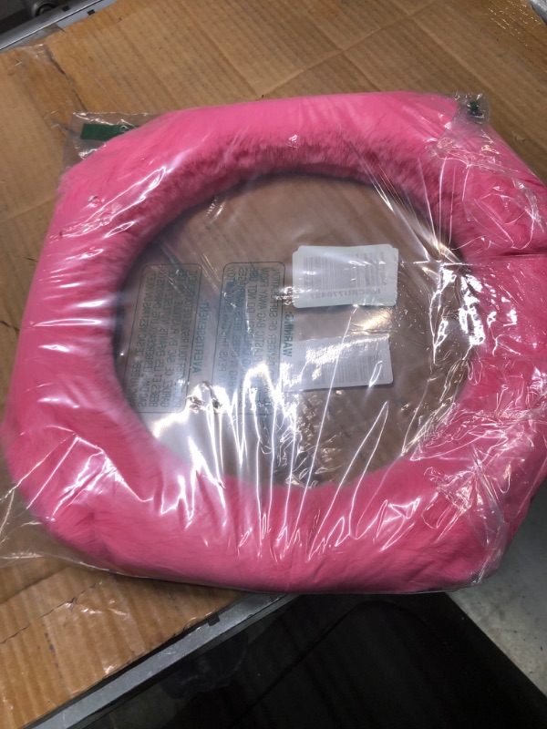 Photo 3 of BDK Steering Wheel Covers for Women Faux Fur - Pink 14.5 - 15 inch