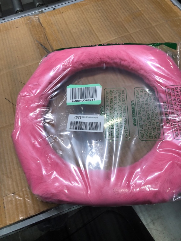 Photo 2 of BDK Steering Wheel Covers for Women Faux Fur - Pink 14.5 - 15 inch