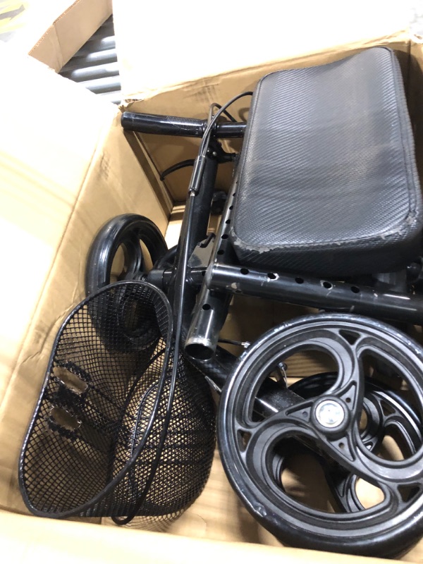 Photo 3 of WINLOVE Black Steerable Knee Walker Roller Scooter with Basket Dual Braking System for Angle and Injured Foot Broken Economy Mobility