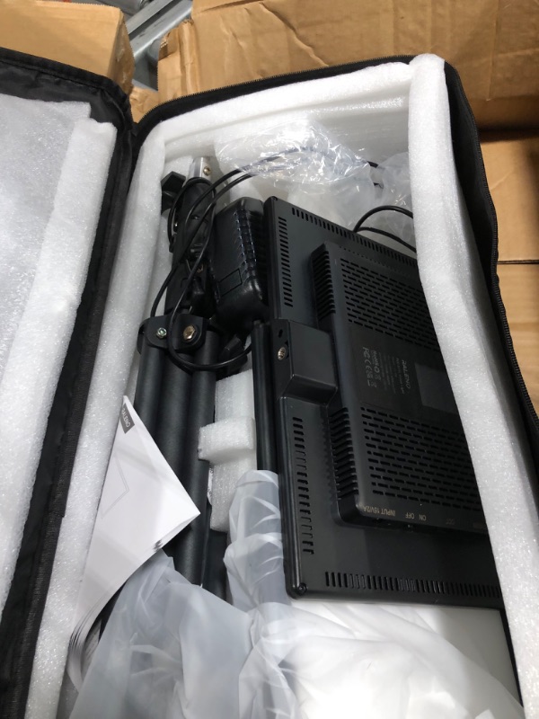Photo 1 of RALENO 2 Packs LED Video Light and 75inches Stand Lighting Kit Include: 3200K-5600K CRI95+ Built-in Battery with 1 Handbag 2 Light Stands for Gaming,Streaming,Youtube,Web Conference,Studio Photography 192LEDS