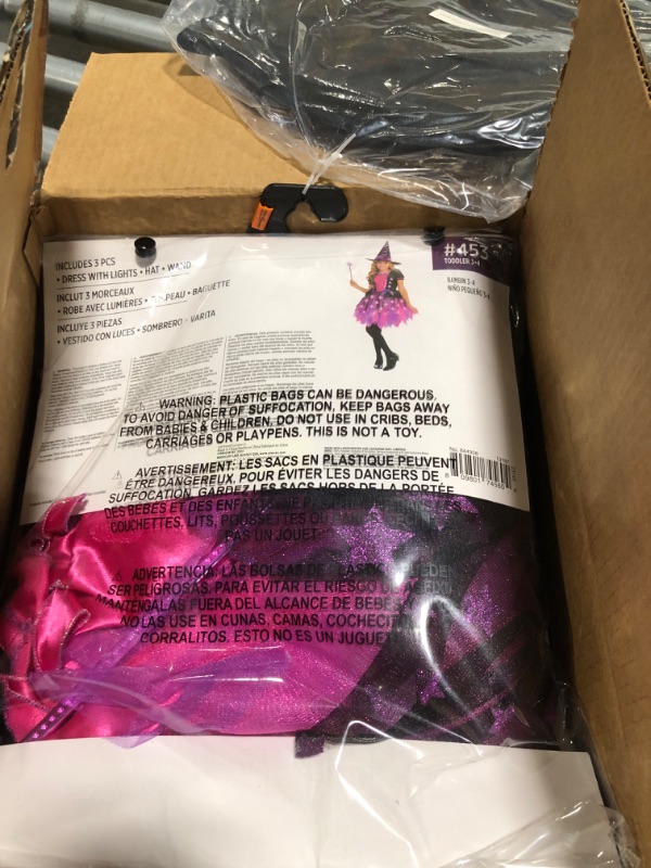 Photo 1 of amscan Girls Light-Up Sparkle Witch Costume, Includes Dress, Hat, And Wand; 3-4T