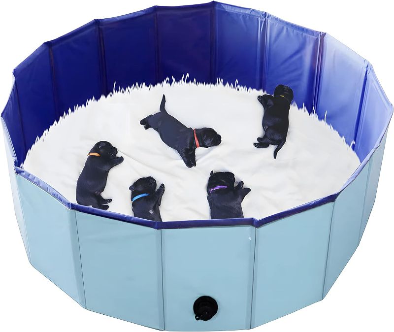 Photo 1 of Artilife Whelping Box for Dogs Welp Box Whelping Pool,Puppy Whelping Box,Whelping Pen for Dogs,Whelping Box for Dogs and Puppies,Great for Puppies,Easy to Clean (39inch Dia.x12inch H(100x30cm), Blue)