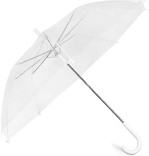 Photo 1 of Clear Umbrella Rain 46" Large Style Stick – Auto Open Canopy Windproof Bubble Women's Umbrellas for Weddings, Proms or Everyday (Crystal Transparent) – Single Pack