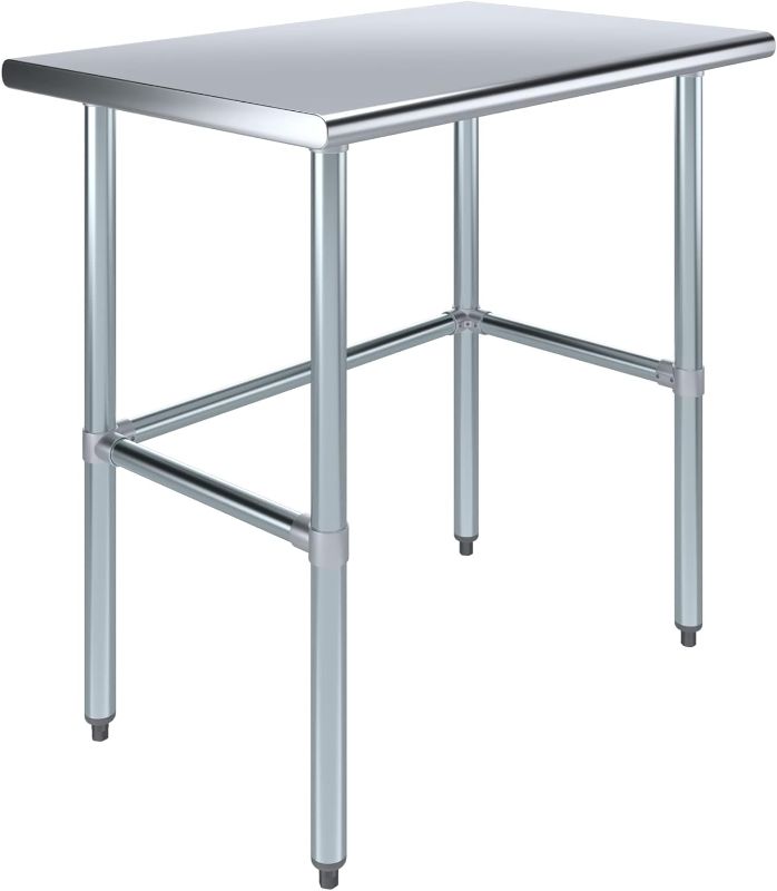 Photo 1 of AmGood Stainless Steel Work Table Open Base | NSF Kitchen Island Food Prep | Laundry Garage Utility Bench 