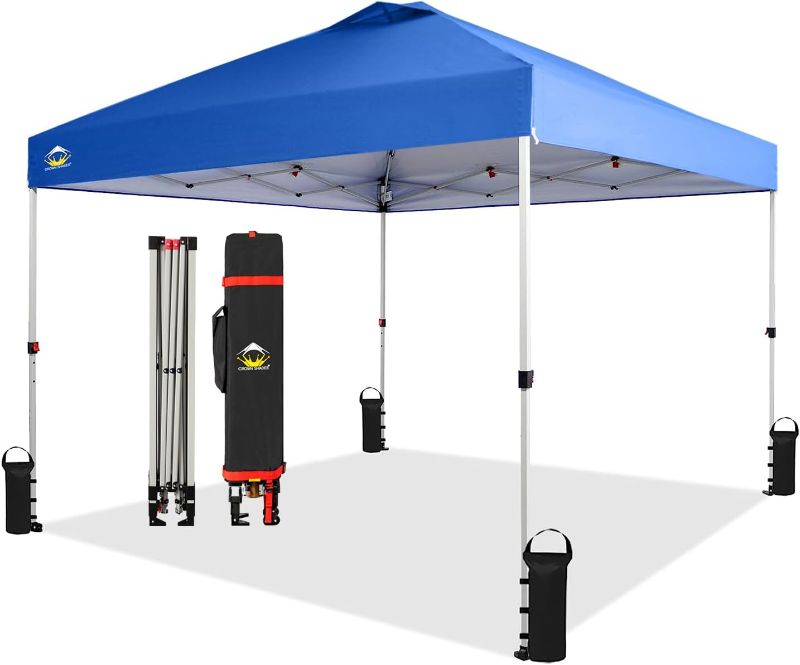 Photo 1 of  

Crown Shades 10x10 Pop up Canopy Outside Canopy, Patented One Push Tent Canopy with Wheeled Carry Bag, Bonus 8 Stakes and 4 Ropes, Blue