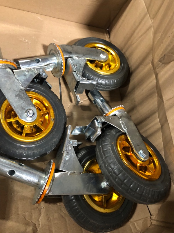 Photo 4 of ASTAMOTOR 4 PCS 8"x 2" Scaffolding Rubber Caster Wheels with Dual Locking Swivel Caster, 360 Degrees Heavy Duty