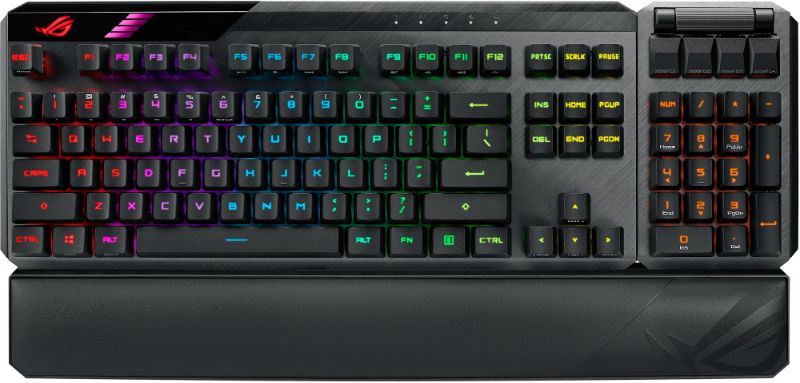 Photo 1 of ASUS ROG Strix Scope II 96 Wireless Gaming Keyboard, Tri-Mode Connection, Dampening Foam & Switch-Dampening Pads, Hot-Swappable Pre-lubed ROG NX Snow Switches, PBT Keycaps, RGB-Black