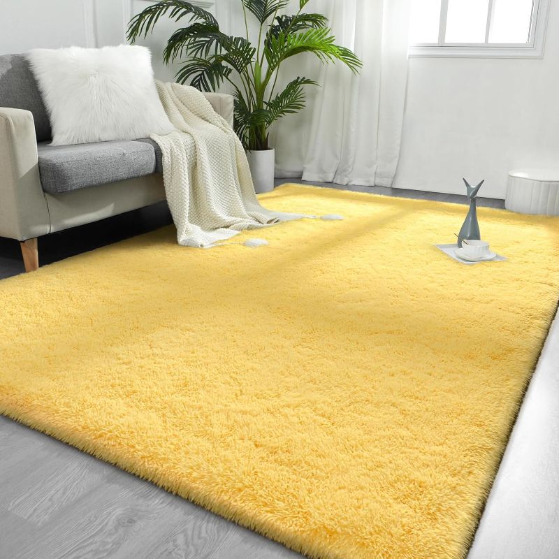 Photo 1 of  Large Area Rugs for Living Room,  Feet Yellow Shaggy Rug Fluffy Throw Carpets, Ultra Soft Plush
-- not exactly like picture--