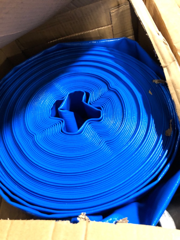 Photo 3 of 2" x 100' Blue PVC Backwash Hose for Swimming Pools, Heavy Duty Discharge Hose Reinforced Pool Drain Hose with Aluminum Camlock C and E Fittings PVC-Aluminum 2 in x 100 ft