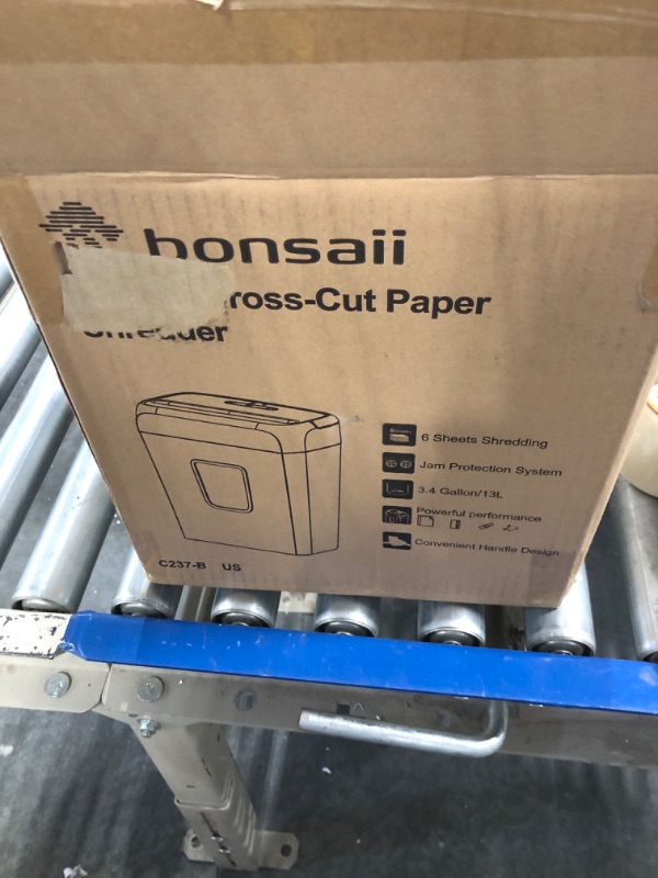Photo 1 of Bonsaii Paper Shredder for Home Use,6-Sheet Crosscut Paper and Credit Card Shredder for Home Office,Home Shredder with Handle for Document,Mail,Staple,Clip-3.4 Gal Wastebasket(C237-B) 6-Sheet Cross Cut