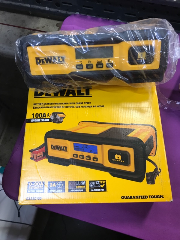 Photo 2 of DEWALT DXAEC100 DXAEC100 Professional 30-Amp Battery Charger and 3-Amp Maintainer with 100-Amp Engine Start, Yellow