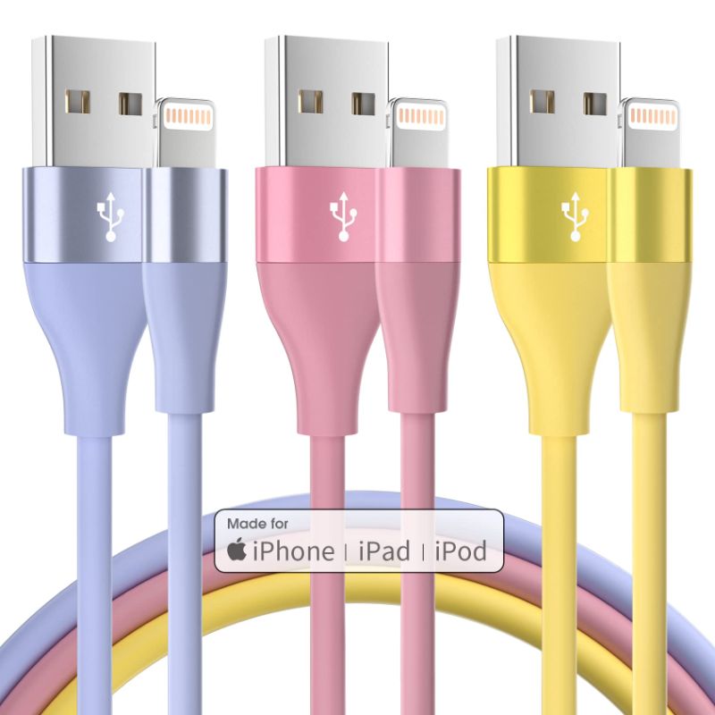 Photo 1 of [Apple MFi Certified] iPhone Charger 3Pack 10FT Lightning Cable Fast Charging iPhone Charger Cord Compatible with iPhone 14 13 12 11 Pro Max XR XS X 8 7 6 Plus SE and More - Colorful - 2 pack
