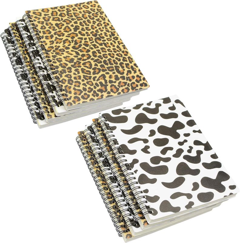 Photo 1 of Spiral Notebook, 8 Pcs A5 Cow and Leopard Print Plastic Softcover 7mm College Ruled 80 Sheets -160 Pages Journals for Study and Notes (8 Pcs A5)