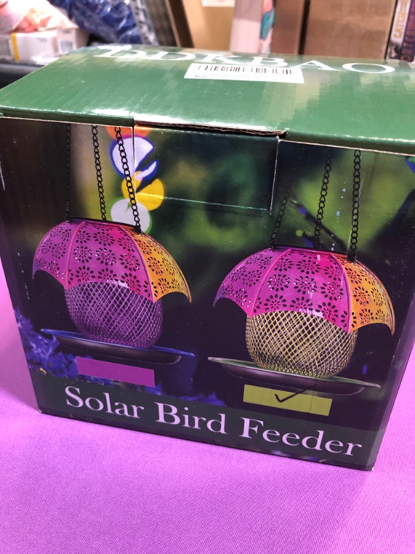 Photo 2 of 2023 New Solar Bird Feeders Outdoors Hanging with Automatic Color Changing LED Lights, Metal Wild Bird Feeders Provides 2LBs Capacity, Hanging Bird Feeder Makes an Ideal Gifts for Bird Lovers (Green)