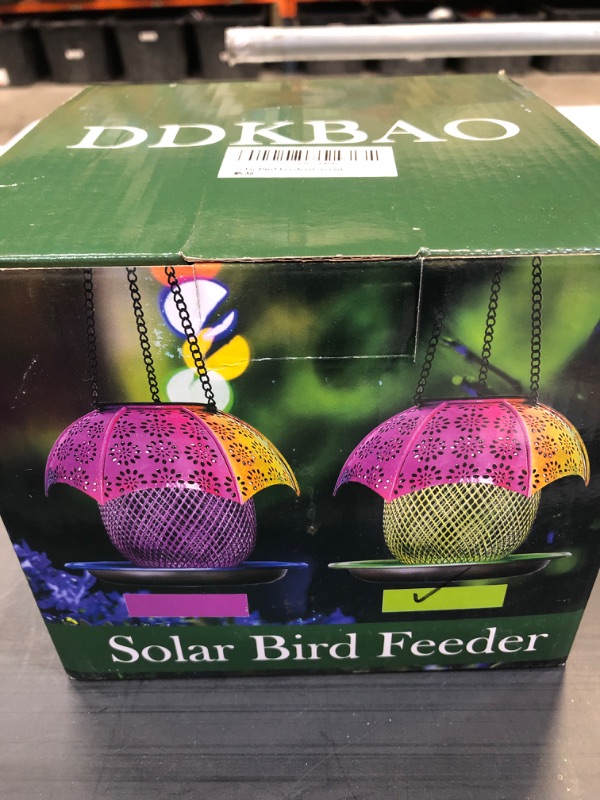 Photo 1 of 2023 New Solar Bird Feeders Outdoors Hanging with Automatic Color Changing LED Lights, Metal Wild Bird Feeders Provides 2LBs Capacity, Hanging Bird Feeder Makes an Ideal Gifts for Bird Lovers (Green)