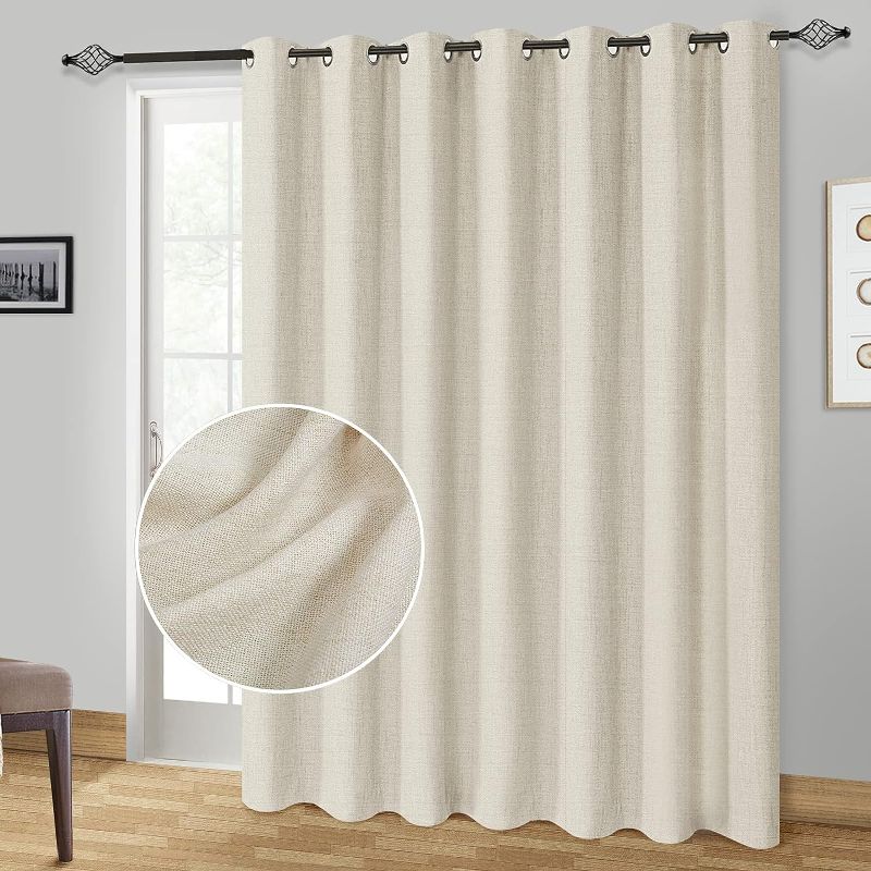 Photo 1 of 100% Blackout Curtains Extra Wide Blackout Curtains 100 Inch Patio Door Curtains Linen Blackout Curtain Burlap Curtains for Sliding Glass Door  42 X 63