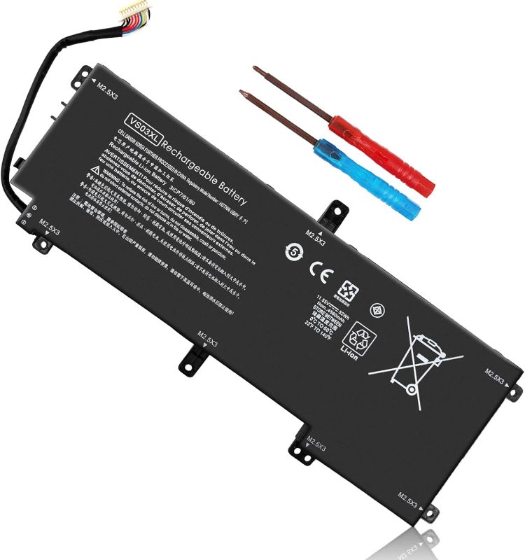 Photo 1 of 52Wh VS03XL 849313-856 Battery Replacement for HP Envy 15t-as100 15t-as000 15-as000 15-as100 15-as133cl 15-as043cl 15-as020nr 15-as031nr 15-as027cl 15-as182cl 849047-541 849313-850 HSTNN-UB6Y 11.55V