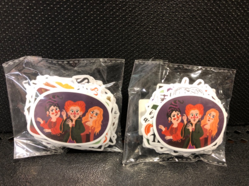 Photo 2 of 50PCS Hocus Pocus Movie Stickers Halloween Decorations for Kids Teens,Vinyl Waterproof Cute Witch Water Bottle Sticker Laptop Sticker Wardrobe Car Skateboard Motorcycle Bicycle Mobile Phone Luggage Guitar DIY Decal for boys Girls Teens (Hocus Pocus 50)  2