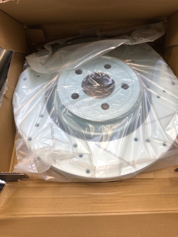 Photo 2 of Drilled and Slotted Silver Zinc Brake Rotor 631-54079R