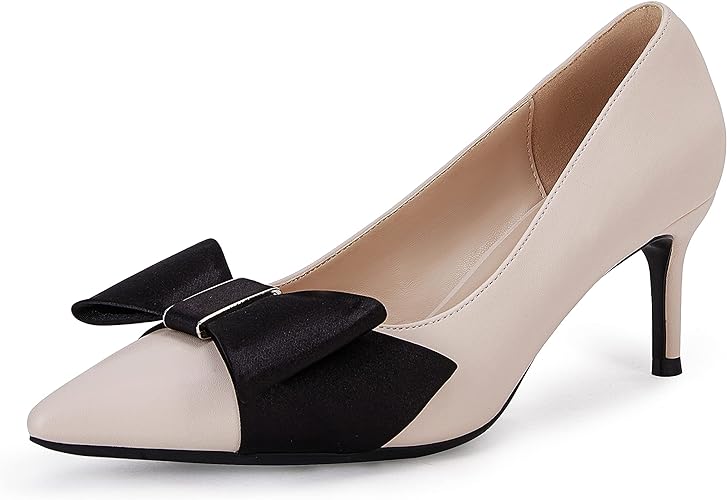 Photo 1 of coutgo Womens Closed Pointed Toe Pumps Stiletto Bowknot High Heels Slip On Wedding Party Dress Shoes