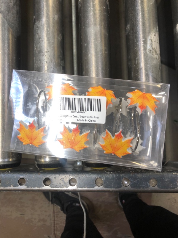 Photo 1 of 12PCS Maple Leaf Decorative Shower Curtain Hooks Rings for Fall Autumn Shower Curtains Bathroom Decor Accessories, Metal Rustproof Thanksgiving Cute Country Rustic Fall Shower Curtain Rings Yellow 12