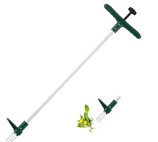 Photo 1 of 39 in. Weed Puller, 3 Claws Manual Stand Up Weeder Remover, Root and Dandelion Weed Removal Garden Weeding Tool
