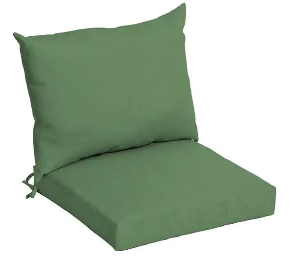 Photo 1 of 21 in. x 21 in. Moss Green Leala Outdoor Dining Chair Cushion
