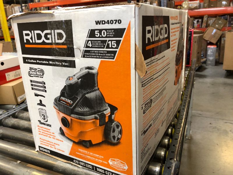 Photo 3 of **DIRTY, MISSING attachments** Ridgid WD4070 4 Gallon Portable Vacuum