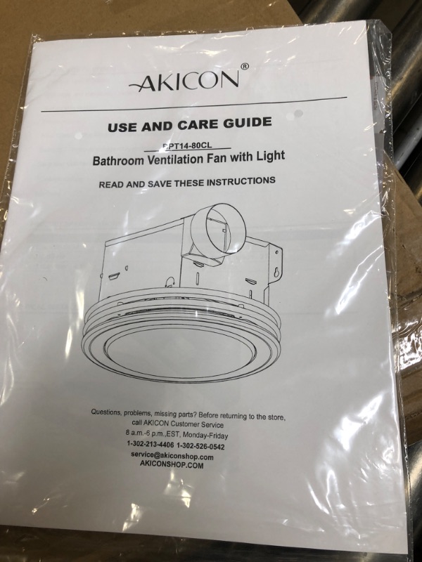 Photo 3 of Akicon Ultra Quiet Bathroom Exhaust Fan with LED Light 80CFM 2.0 Sones Round Bathroom Ventilation Fan with Frosted Glass Cover Matte Black Finish (Matte black)