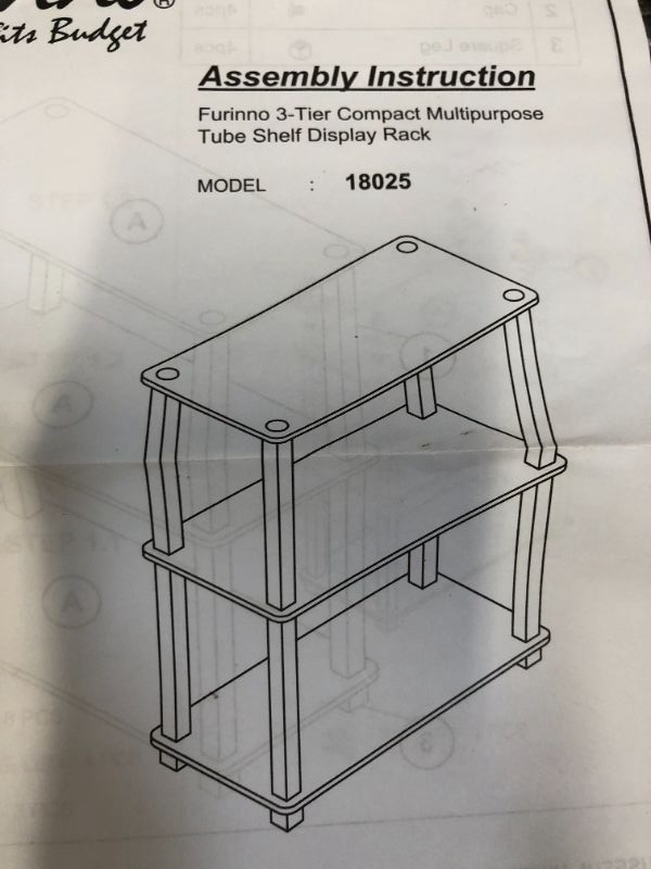 Photo 1 of 3 TIER COMPACT MULTIPURPOSE TUBE SHELF DISPLAY RACK