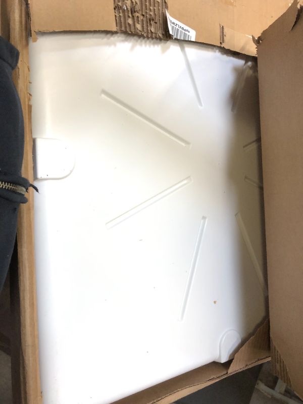 Photo 1 of Camco Washing Machine Drain Pan for Stackable Units with PVC Fitting - Collects Water Leakage and Prevents Floor Damage - White (21006) Ships in Own Container