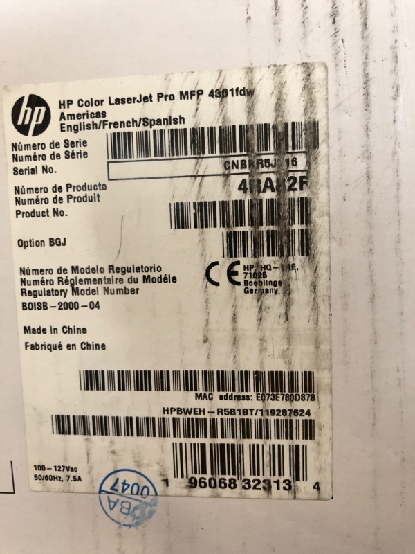 Photo 3 of HP Color LaserJet Pro MFP 4301fdw Wireless Printer, Print, scan, copy, fax, Fast speeds, Easy setup, Mobile printing, Advanced security, Best-for-small teams, white, 16.6 x 17.1 x 15.1 in New version