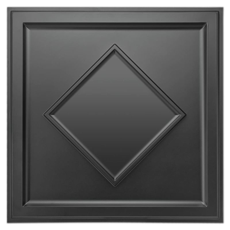 Photo 1 of Art3d Decorative Drop Ceiling Tiles 2x2, Glue up Ceiling Panel Square in Black, Pack 12 Tiles 24"x24" Black 12