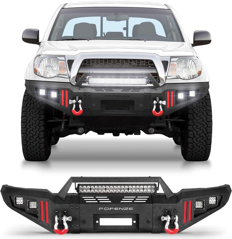 Photo 1 of LONGSUN Front Bumper Fit for Toyota Tacoma 2nd Gen 2005-2015, Pickup Truck Bumper Black with Winch Plate, D-ring and Lights (Compatible with 2005-2015 Tacoma 2nd Gen Only)
