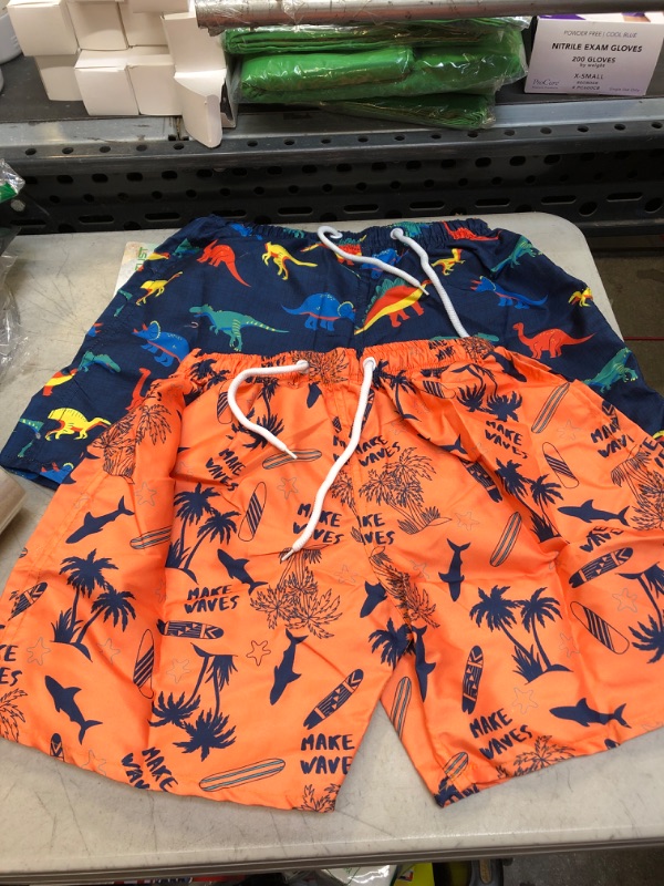 Photo 1 of 2 PC LITTLE BOYS DINOSAUR SWIM SHORTS ( SIZE: 14) 