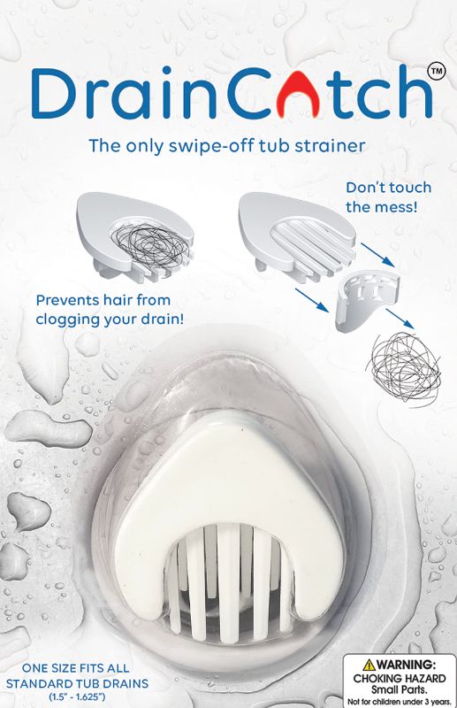 Photo 1 of ( PACK OF 3 ) DrainCatch: The Easy To Clean Drain Hair Catcher, Clean With ONE Swipe, The ONLY Separating Bathtub Hair Strainer, Easy To Clean Drain Protector, Drain Screen, Fits All Standard Tub Drain Sizes

