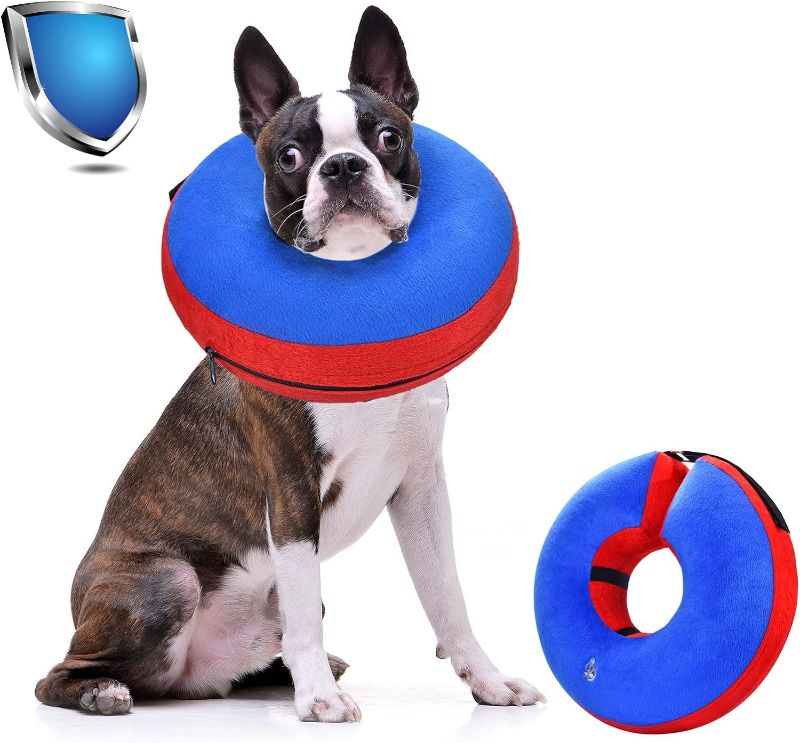 Photo 3 of Bilibara Dog Cone Alternative After Surgery, Inflatable Recovery Collar for Dogs & Cats, Adjustable Dog E Collars, Cone for Dogs After Surgery to Stop Licking, Soft Dog Cones for Medium Dogs, Blue
