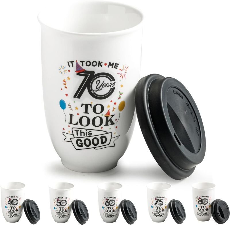 Photo 1 of ( PACK OF 2 ) Seventy Birthday Gifts for Women, 70th Birthday Gift Ideas For Mom, Grandma, Friend, Sister and Wife, Funny Commemorative Milestone Gifts, 70th Birthday Travel Cups
