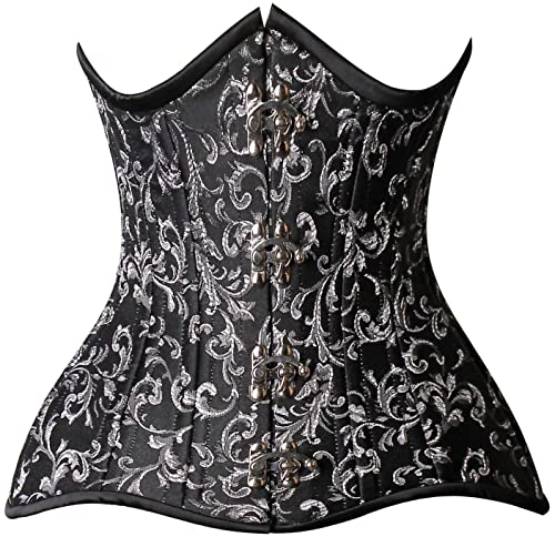 Photo 1 of Daisy Corsets Top Drawer CURVY Black/Silver Brocade Double Steel Boned Under Bust Corset ( SIZE: 5XL) 
