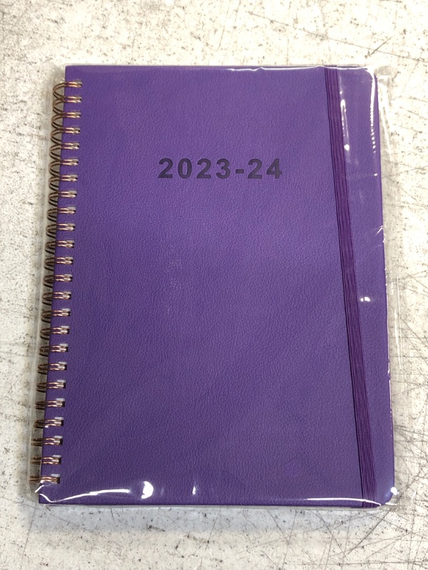 Photo 2 of 2023 2024 Academic Planner - Weekly and Monthly Planner with PU Leather Hardcover, Coated Month Tabs, Inner Pocket and Elastic Closure Band, 6"x8.5", Purple