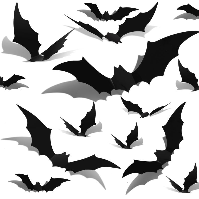 Photo 1 of B013 Halloween Decorations - Metallic Bat Stickers for Room, Party, Walls, Windows - Indoor Halloween Decor, Room Decorations with Metal Finish 28 Pcs (PACK OF 3)