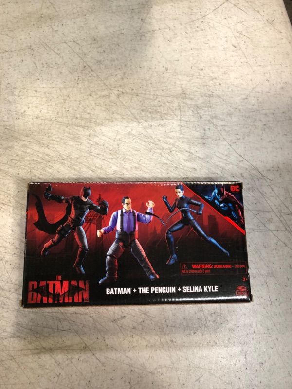 Photo 1 of DC Comics, Batman 3-Pack with Exclusive 4” Batman, Selina Kyle, The Penguin Action Figures, 3 Accessories, Batman Movie Kids Toys (Amazon Exclusive) Figures 3-pack