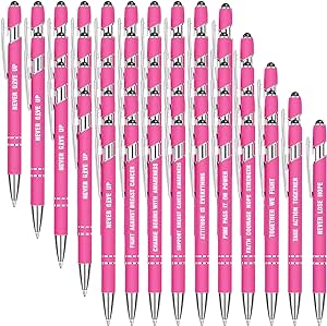 Photo 1 of 50 Pack No Bleed Pink Click Pens, Wholesale Retractable Ballpoint Pens, Pens Medium Point, Smooth Ink Pens, 1.0MM Pink Ink