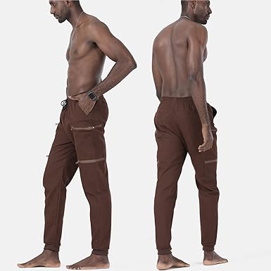 Photo 1 of Awe-Coth Men's Casual Slim-Fit Chino Pant - Lightweight Zip-Pocket Drawstring Elastic Waist Tapered Cargo Pants SIZE LARGE 