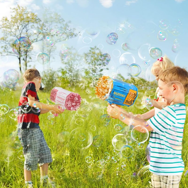 Photo 1 of Bubble Gun Machine Automatic 69 Hole Bubble Blaster Gun Blower for Kids Toy Outdoor Indoor Birthday Wedding Party