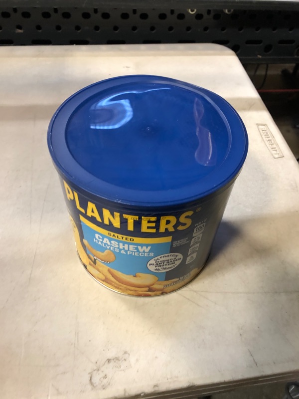 Photo 2 of PLANTERS Salted Cashew Halves & Pieces, Party Snacks, Plant-Based Protein, 2 Lb 14 Oz Canister Halves & Pieces 2.87 Pound (Pack of 1) EXP- 2025