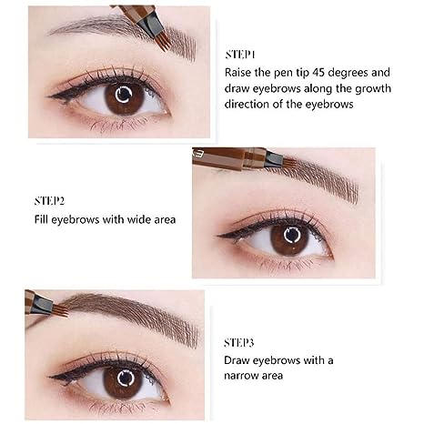 Photo 1 of 4 Point Eyebrow Pencil Waterproof Eye Makeup, Eyebrow Kits with 3 Eyebrow Stencil, 1 Brow Razor#082502 (2# Dark Brown)